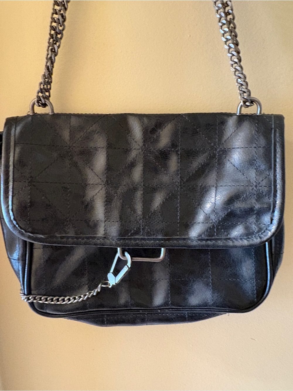 Zara Black faux leather Shoulder Bag with chains